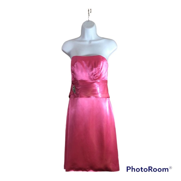 Lazaro Pink Satin Strapless Dress Size 10 - Picture 1 of 7